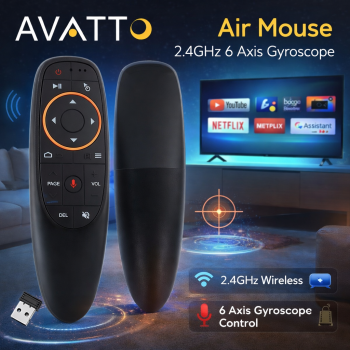 Gambar produk AVATTO Air Mouse Wireless 2.4GHz 6 Axis Gyroscope Voice Remote Control - G10