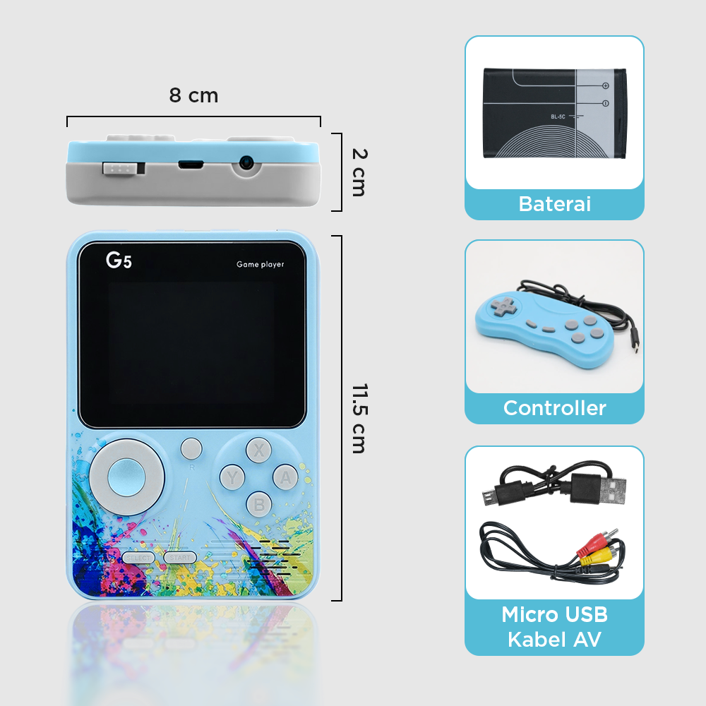 GGS Retro Portable Handheld Console 500 Game 2.4 Inch 128MB RAM - G5 Gambar produk GGS Retro Portable Handheld Console 500 Game 2.4 Inch 128MB RAM - G5 - 8