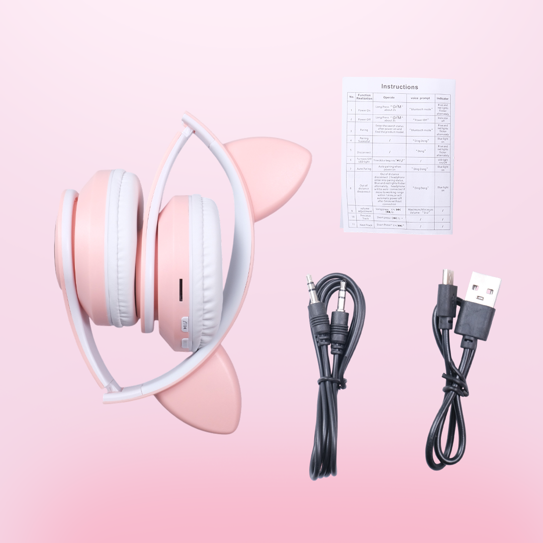 RLoop Headphone Bluetooth 5.0 Cute Cat Ear LED RGB TF Port 400mAh - LX-B39A Gambar produk RLoop Headphone Bluetooth 5.0 Cute Cat Ear LED RGB TF Port 400mAh - LX-B39A