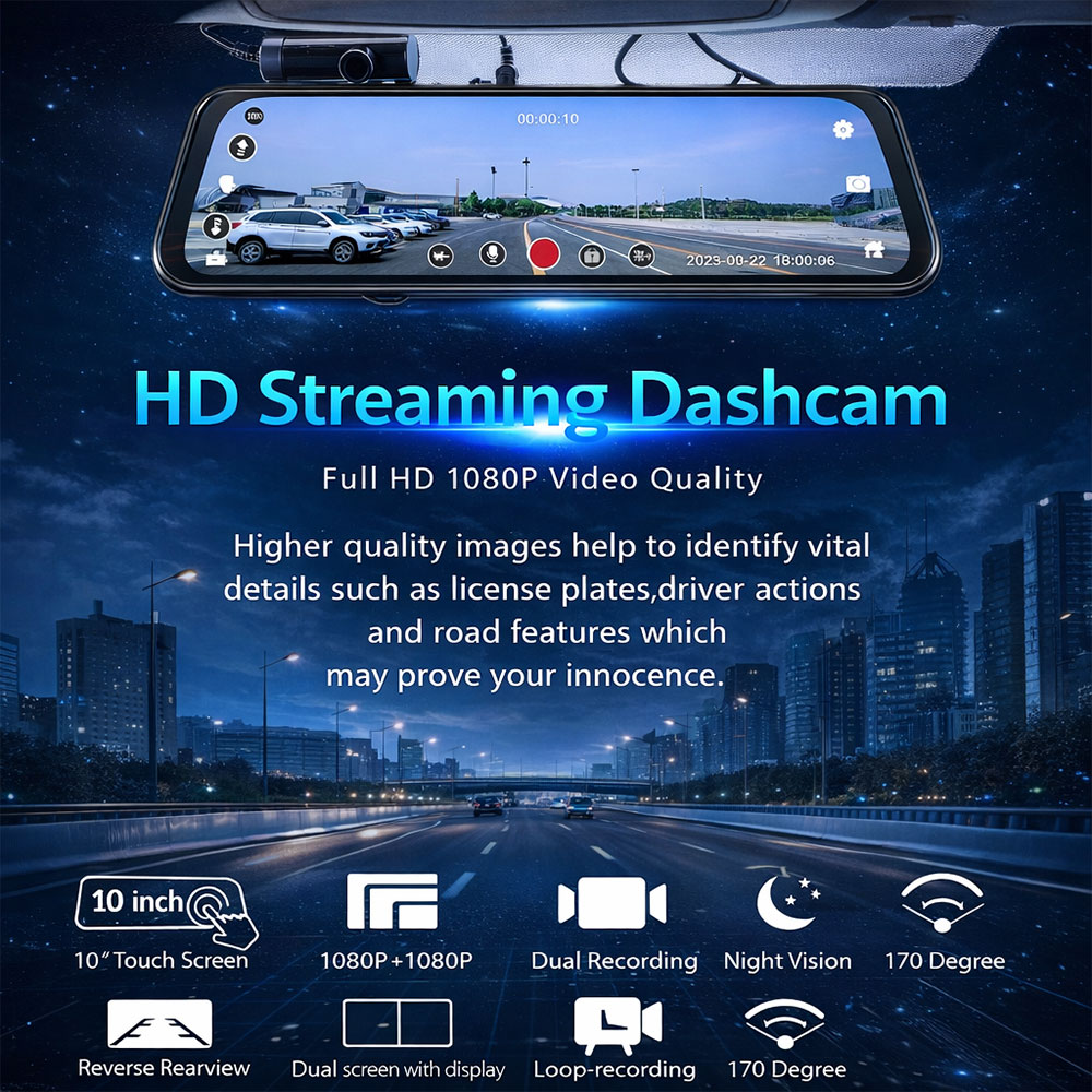 Gambar produk JOMISE Dashcam Mobil Spion Depan Belakang Dual Camera ADAS 1080p - YX5100