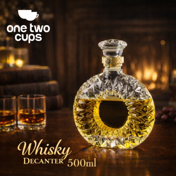 One Two Cups Botol Whisky Decanter Glass Bottle Liquor Scotch 500ml - EY500 - Transparent