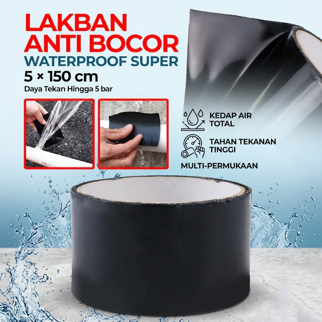 TaffPACK Lakban Anti Bocor Waterproof Super Strong Repair Tape 5x150cm - FL334 Gambar produk TaffPACK Lakban Anti Bocor Waterproof Super Strong Repair Tape 5x150cm - FL334 - Utama