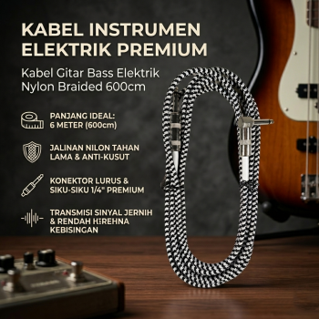 WORLDSTAGE Kabel Gitar Bass Elektrik Nylon Braided - CBC-30
