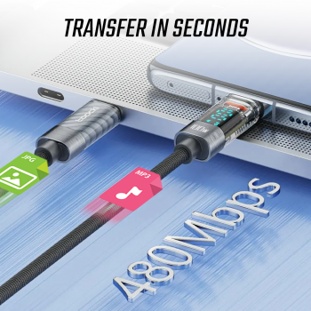 Gambar produk Toocki Kabel Data Type C to Type C Fast Charging LED Display 100W 1M - TXCTT1-ZX0G