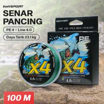 TaffSPORT Senar Pancing PE 4 Braided Strand Fishing Line 100M - X4