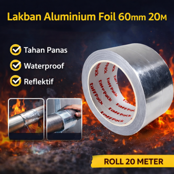 TaffPACK Lakban Aluminium Foil Tape Tahan Panas Anti Bocor 0.06mm 20M - INU161