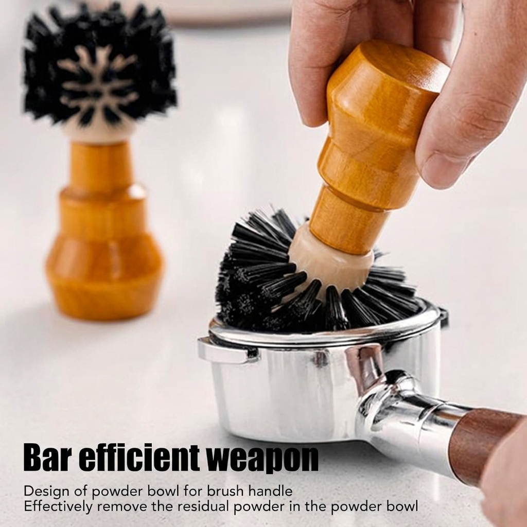 Gambar produk PorClean Sikat Pembersih Portafilter Wooden Brush Cleaning Tools 58mm - PCN-697 - Utama