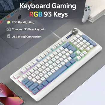 Y-FRUITFUL Keyboard Gaming RGB Mechanical Feel USB Wired 93 Keys - G125