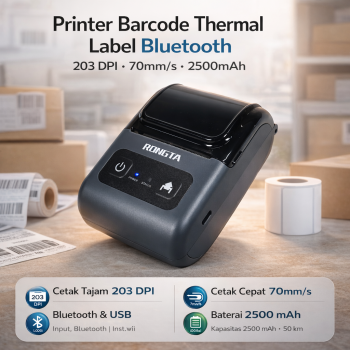 RONGTA Printer Barcode Thermal Label Bluetooth 203 DPI 70mm/s 2500mAh - RPP02D