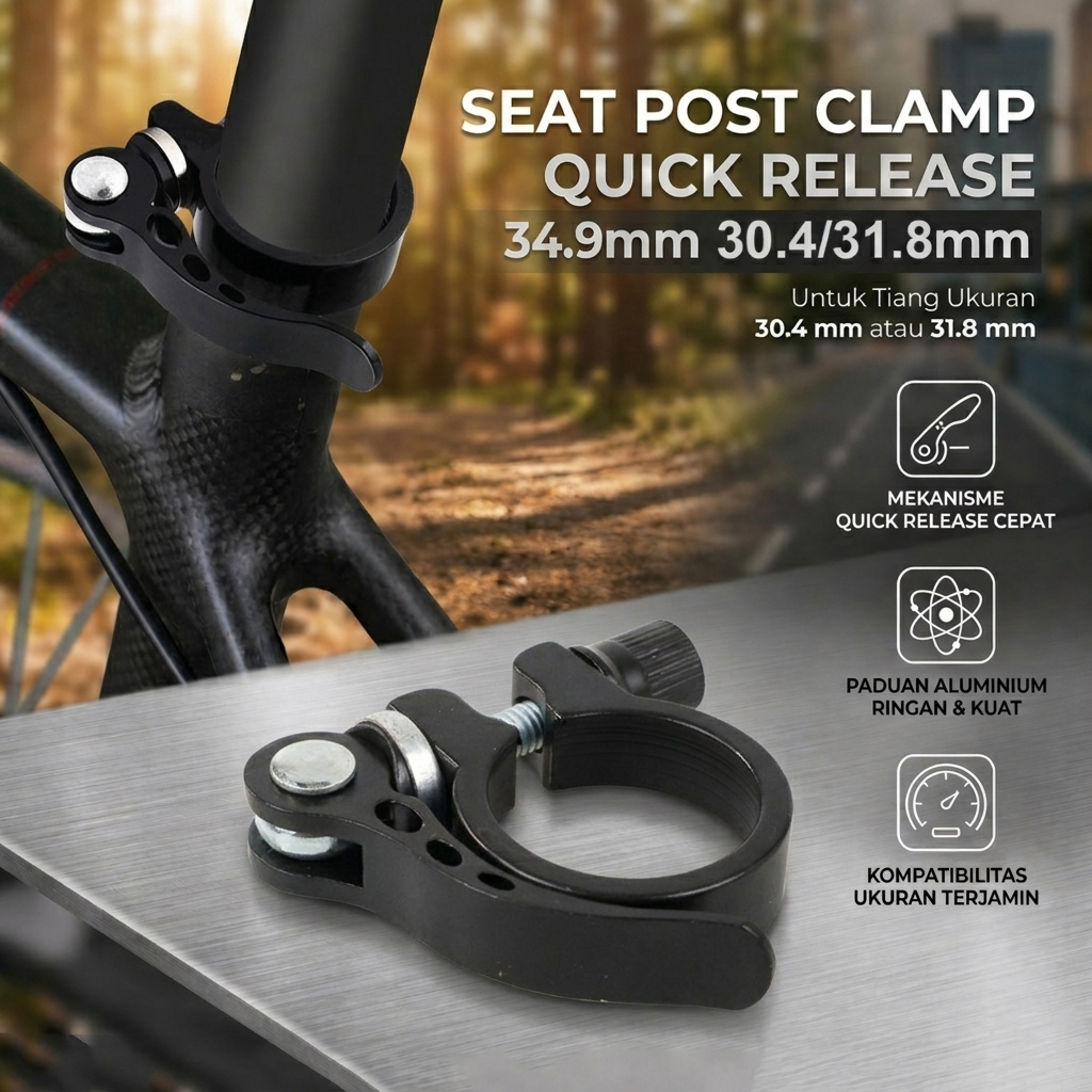 TaffSPORT Kunci Sadel Sepeda Quick Release Seat Post Clamp 34.9mm - RC-237 Gambar produk TaffSPORT Kunci Sadel Sepeda Quick Release Seat Post Clamp 34.9mm - RC-237 - Utama