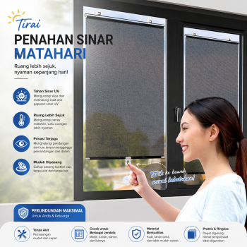 OTOHEROES Tirai Penahan Sinar Matahari Roller Blind Curtain 58x125cm - RY50