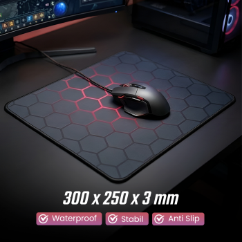 Gaming Mouse Pad Anti Slip Honeycomb Pattern Stitched Edge 300x250x3mm - HC10