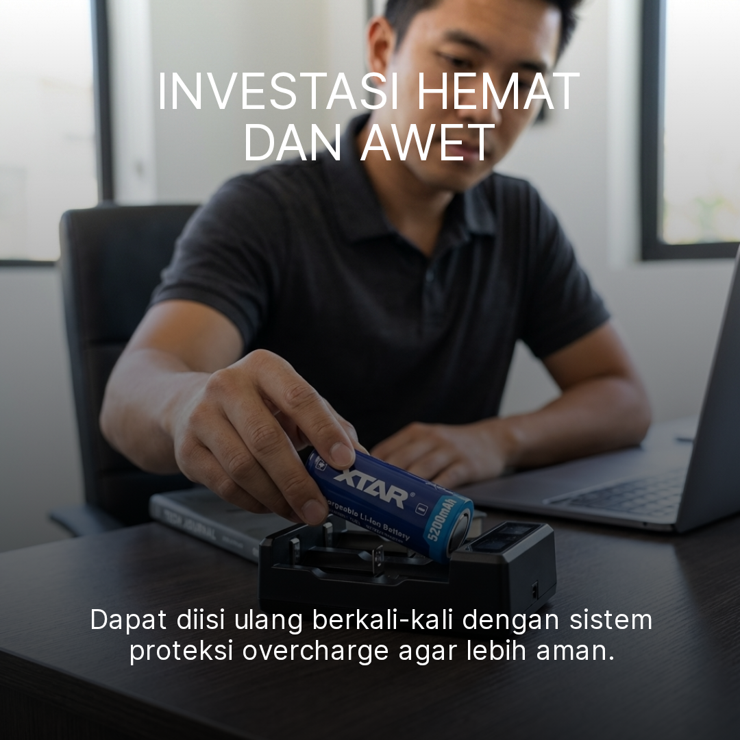 XTAR Baterai Isi Ulang 26650 Li-Ion Flat Top 5200 mAh 3.6V 1 PCS Gambar produk XTAR Baterai Isi Ulang 26650 Li-Ion Flat Top 5200 mAh 3.6V 1 PCS