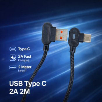 Gambar produk UGI Kabel Data Multifungsi Fast Charging L Shape Braided 2A 2M USB Type C - W-009