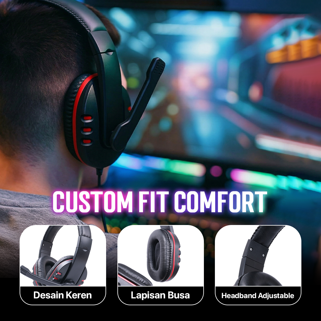 SOYTO Headphone Kabel Gaming Headset Mic Driver 40mm Jack 3.5mm - GM003 Gambar produk SOYTO Headphone Kabel Gaming Headset Mic Driver 40mm Jack 3.5mm - GM003