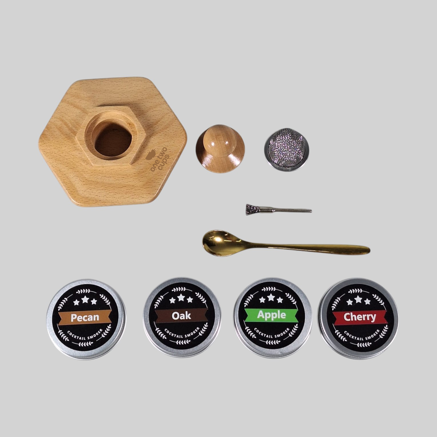 One Two Cups Set Alat Pengasap Cocktail Smoker Kit with 4 Wood Chips - JY-40 Gambar produk One Two Cups Set Alat Pengasap Cocktail Smoker Kit with 4 Wood Chips - JY-40