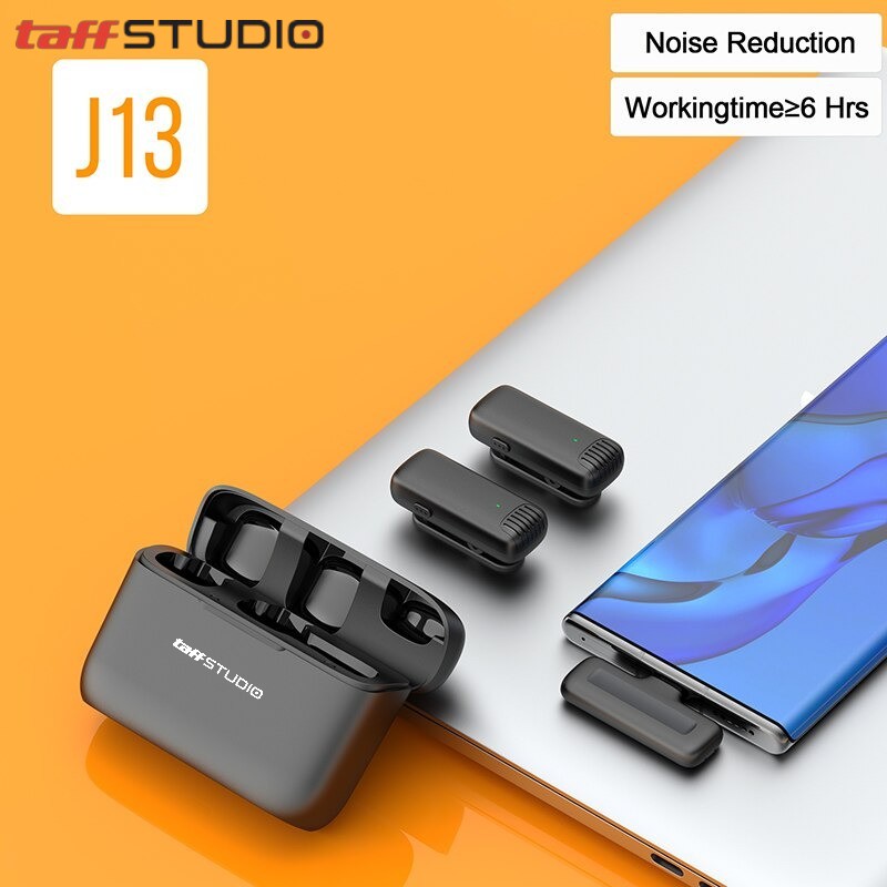Gambar produk TaffSTUDIO Wireless Lavalier Microphone Podcast 2.4G USB Type C 2 Mic - J13