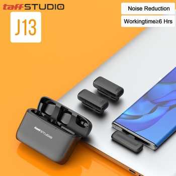 TaffSTUDIO Wireless Lavalier Microphone Podcast 2.4G USB Type C 2 Mic - J13