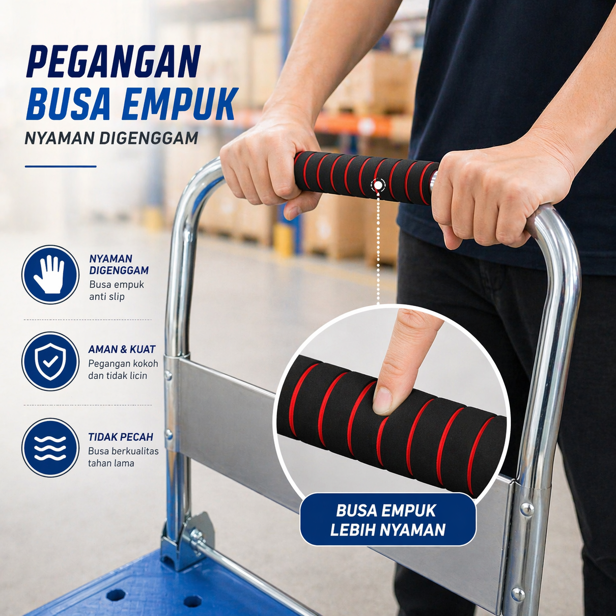 WPRO Troli Barang Lipat Trolley Folding Cart Silent Wheel 89x59.5cm - PC-30 Gambar produk WPRO Troli Barang Lipat Trolley Folding Cart Silent Wheel 89x59.5cm - PC-30 - 1