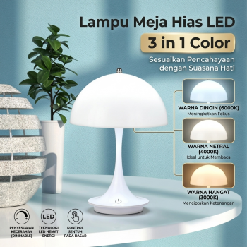 HUIAN Lampu Meja Hias LED Nordic Mushroom 3in1 Color 1200mAh - HA-226