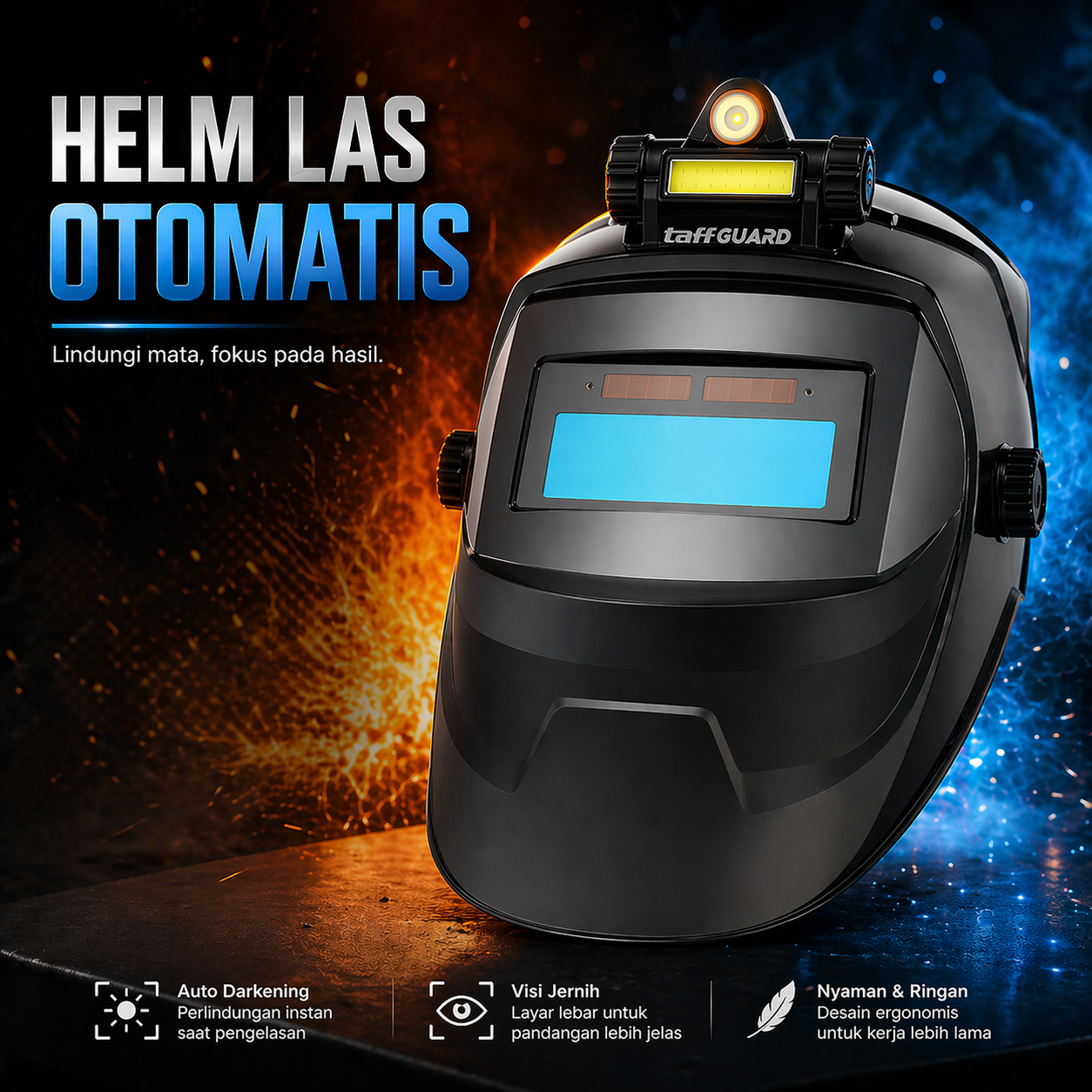 TaffGUARD Helm Las Otomatis Auto Dimming True Color Welding Mask LED - CL281 Gambar produk TaffGUARD Helm Las Otomatis Auto Dimming True Color Welding Mask LED - CL281 - Utama