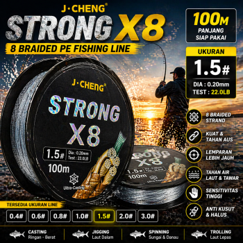 J-Cheng Senar Pancing PE 8 Braided Strand Fishing Line 100M - JC4188