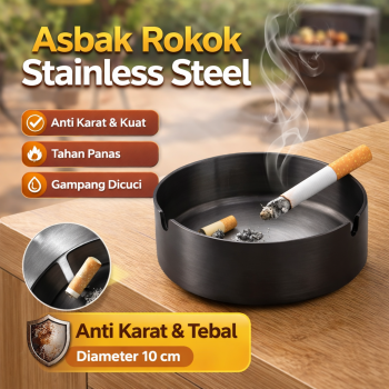 Slyz Asbak Rokok Cigar Short Round Ashtray Stainless Steel 410 - Slyz23