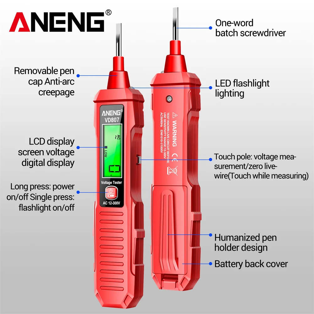 Gambar produk ANENG Digital Multimeter Tespen Tester Obeng Minus AC Voltage - VD807
