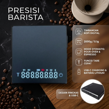 ELPINIS Timbangan Kopi Digital Coffee Kitchen Scale Timer 2000g 0.1g - LP02