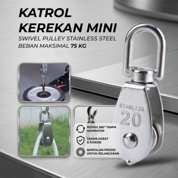 Gambar produk Taffware Katrol Kerekan Mini Serbaguna Swivel Pulley Stainless Steel M20