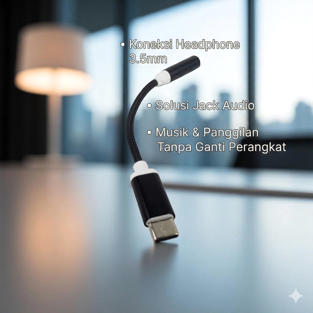 Gambar produk Kabel Adaptor USB Type C ke 3.5mm AUX Audio Port Braided - PJ1645-01