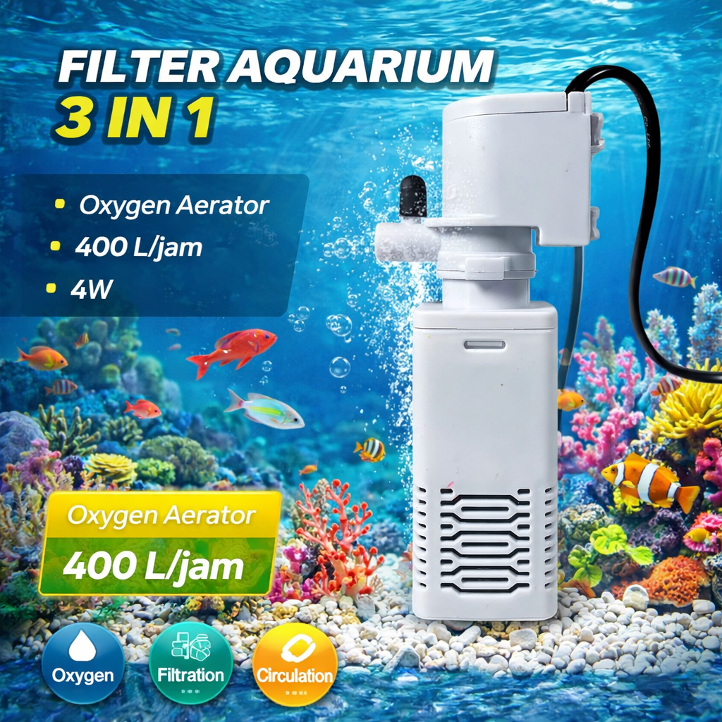 Gambar produk FMA Filter Aquarium 3in1 Mini Hanging Oxygen Aerator 400 L/jam 4W - JY-400F - Utama