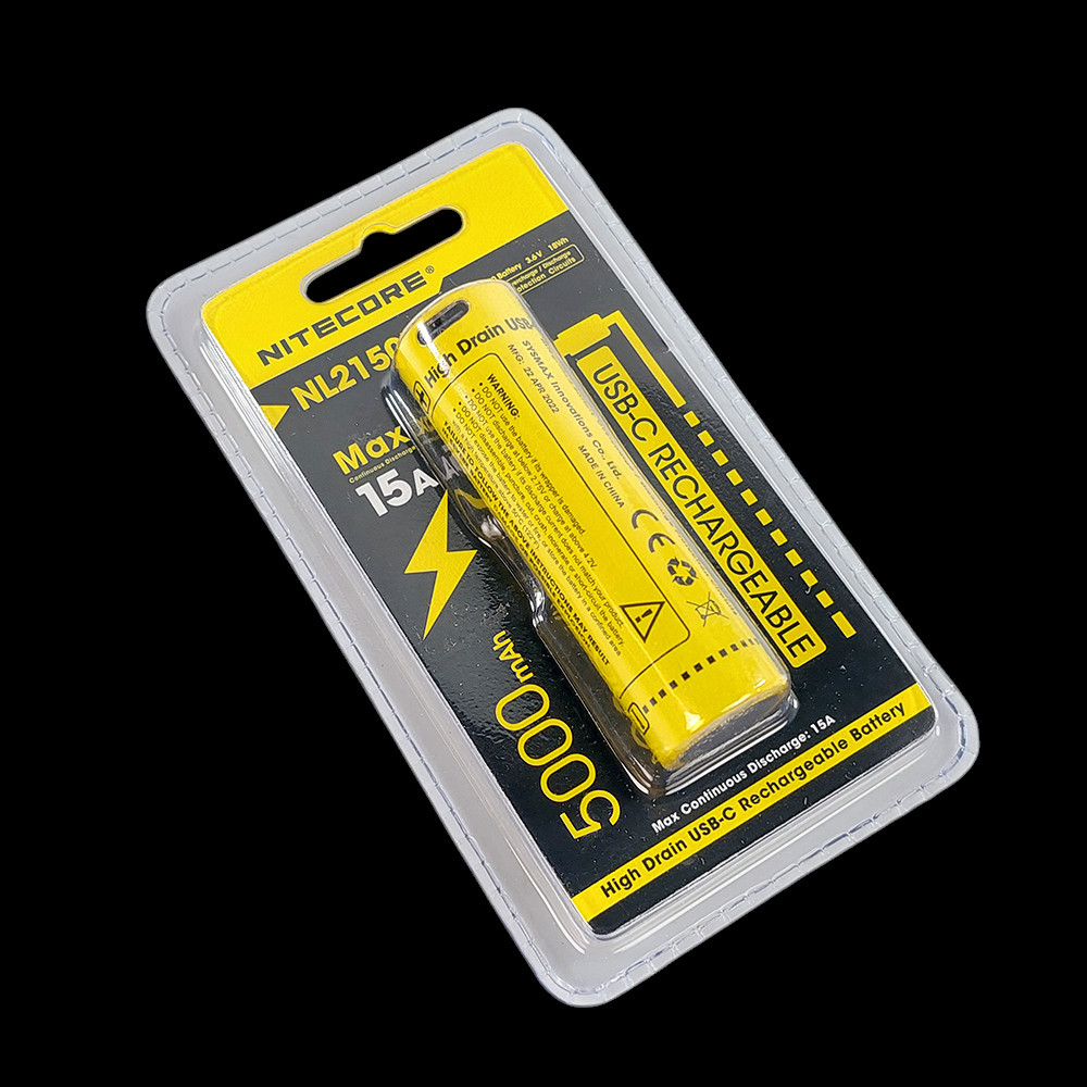 Gambar produk NITECORE Baterai Isi Ulang 21700 Li-Ion Button Top 5000mAh 3.6V 1 PCS - NL2150HPR