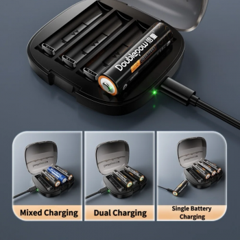Gambar produk Doublepow Charger Baterai Box 4 Slot AA Li-Ion 1.5V Type C 10W - TC-04