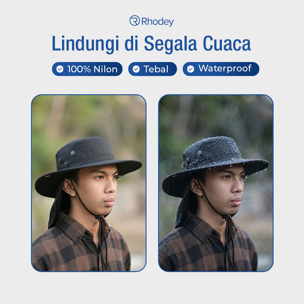 Rhodey Topi Rimba Outdoor Anti UV Boonie Hat Nylon with Neck Flap - PF005 Gambar produk Rhodey Topi Rimba Outdoor Anti UV Boonie Hat Nylon with Neck Flap - PF005 - 4