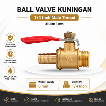 Gambar produk MAXLA Ball Valve Kuningan Stop Kran Air Male Thread 1/4 Inch - DN30