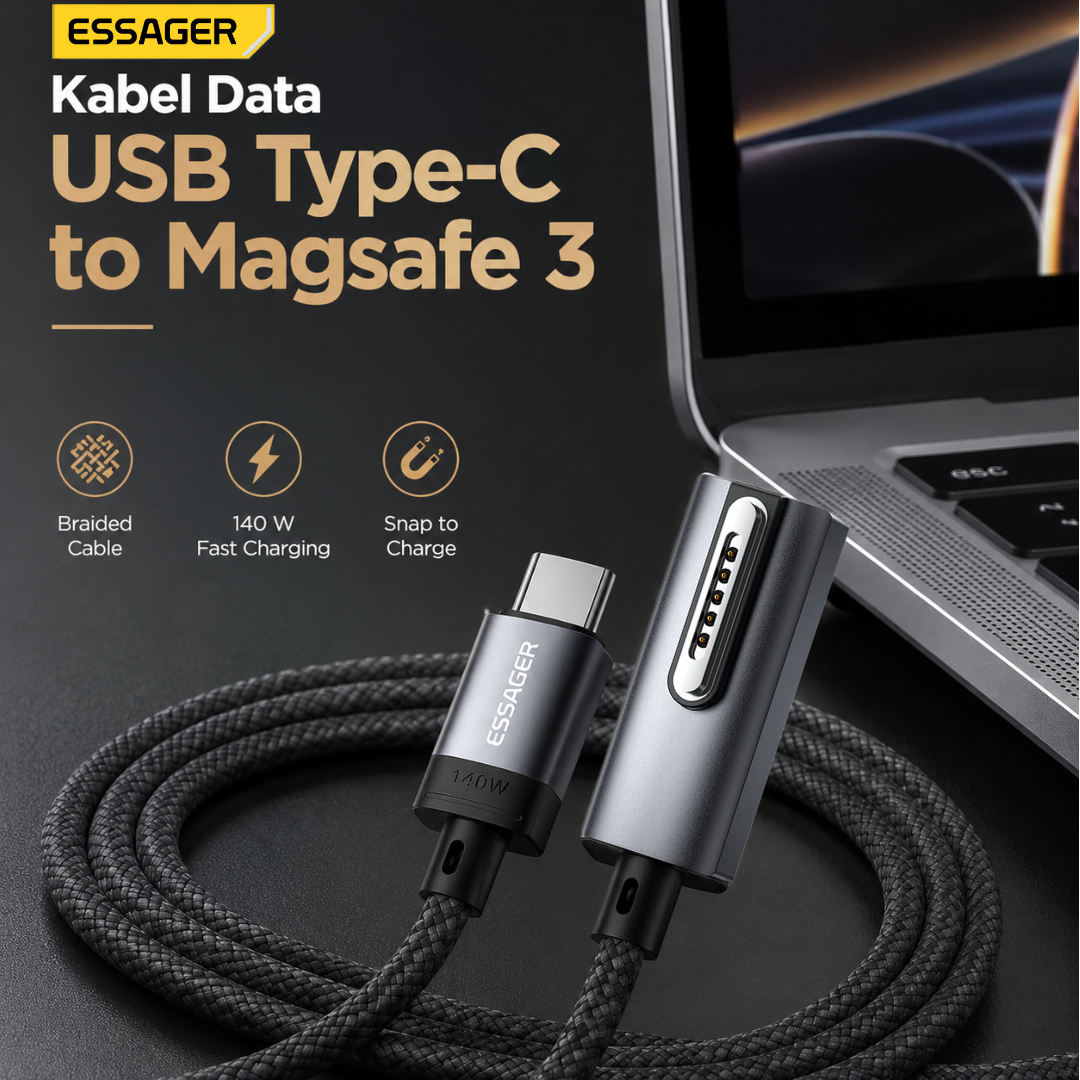 Gambar produk ESSAGER Kabel Data Type C to Magsafe 3 Fast Charging MacBook 140W 1M - ES-X69 - Utama