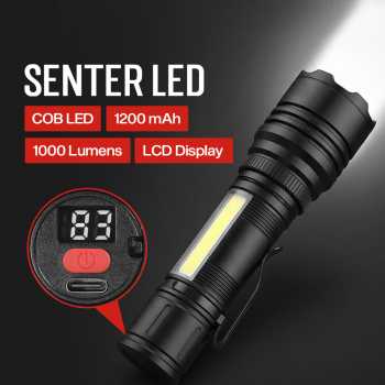 XIWANGFIRE Senter LED Mini Flashlight LCD Display Telescopic 1200mAh - XF-12