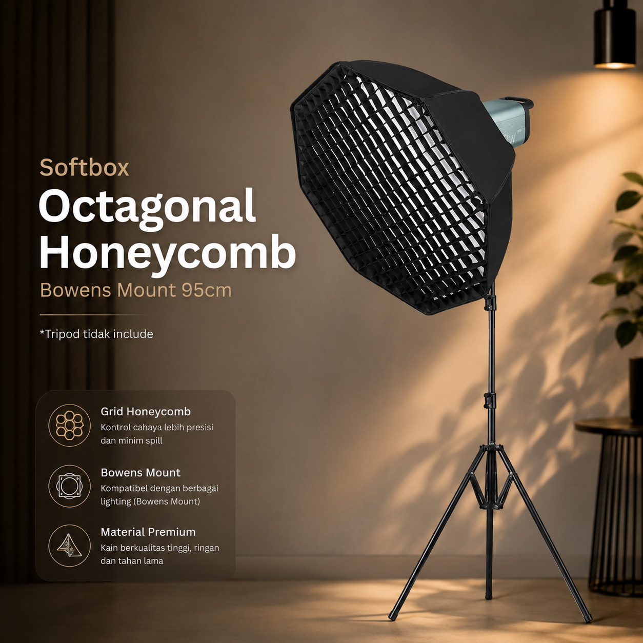 GuangYi Softbox Octagonal Reflector Honeycomb Bowens Mount 95cm - GY20 Gambar produk GuangYi Softbox Octagonal Reflector Honeycomb Bowens Mount 95cm - GY20 - Utama