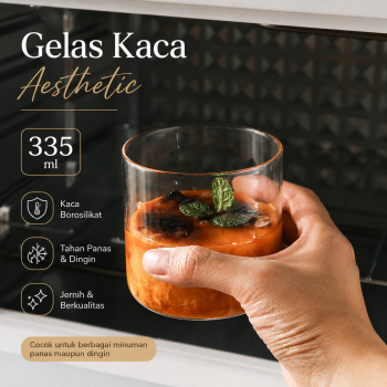 One Two Cups Gelas Kaca Aesthetic Dirty Latte Pudding Es Krim Glass - T-350