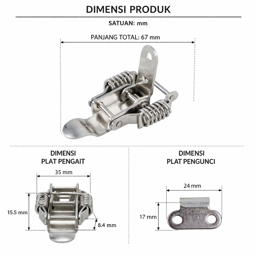 Taffware Kancing Kunci Kait Grendel Spring Loaded Toggle Latch Hasp J108 - KAK-J Gambar produk Taffware Kancing Kunci Kait Grendel Spring Loaded Toggle Latch Hasp J108 - KAK-J - 7