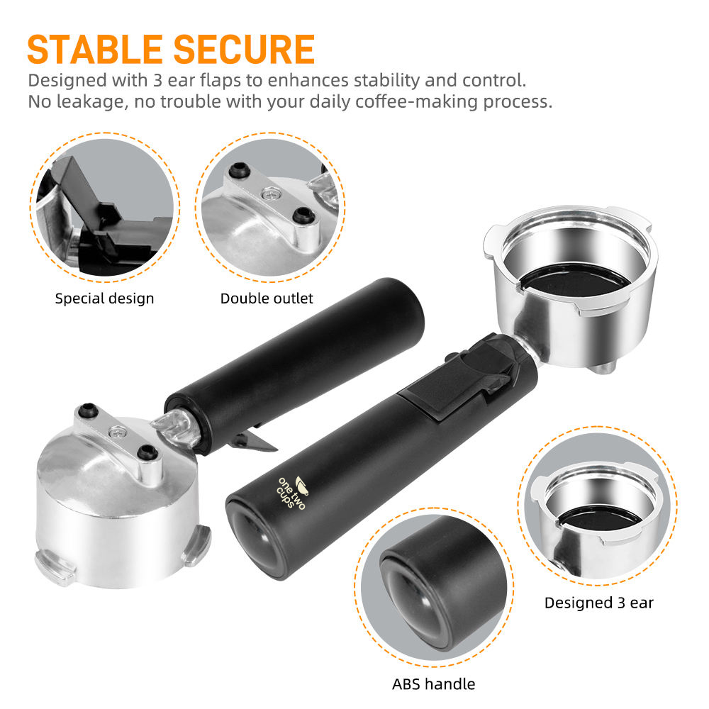 Gambar produk One Two Cups Portafilter Double Outlet Stainless Steel 2 Cup 51mm - EC200 - 5