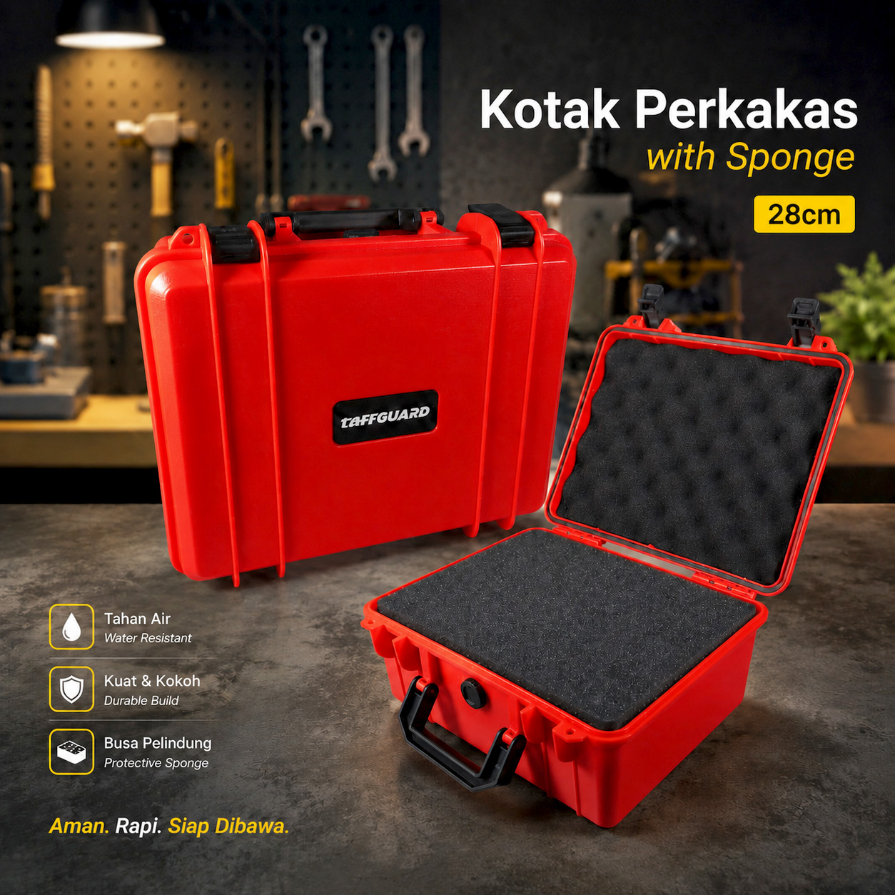 TaffGUARD Kotak Perkakas Jinjing Portable Hard Carry Tool with Sponge 28cm - TH28 Gambar produk TaffGUARD Kotak Perkakas Jinjing Portable Hard Carry Tool with Sponge 28cm - TH28 - Utama