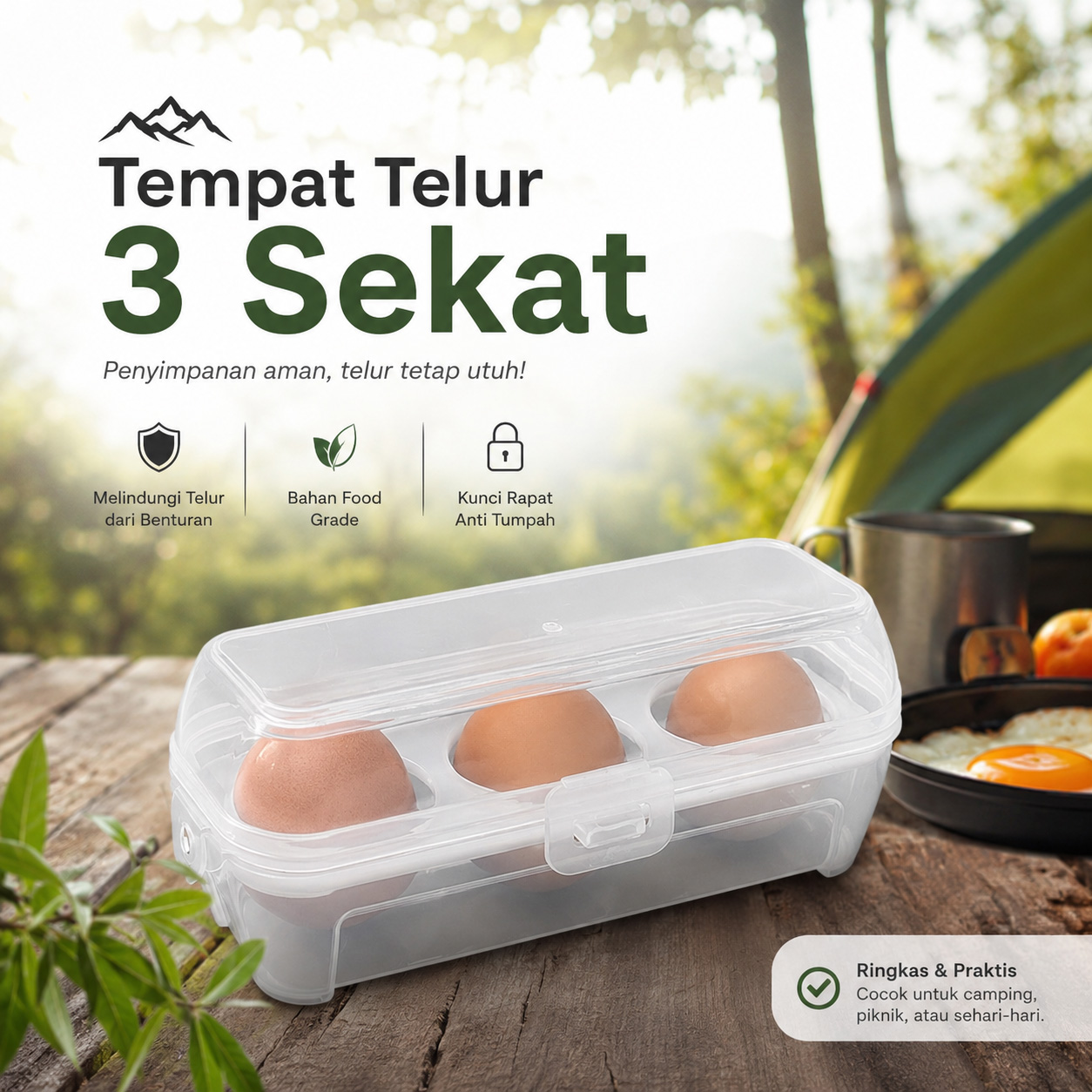 Gingira Tempat Telur Plastik 3 Sekat Portable Egg Box Shockproof - GG3 Gambar produk Gingira Tempat Telur Plastik 3 Sekat Portable Egg Box Shockproof - GG3 - Utama