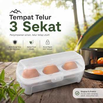 Gingira Tempat Telur Plastik 3 Sekat Portable Egg Box Shockproof - GG3
