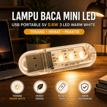 Gambar produk TaffLED Lampu Baca Mini LED USB Portable 5V 3 LED Warm White - SMD 5730