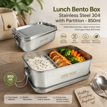 TaffHOME Kotak Makan Lunch Box Stainless Steel 304 with Partition - UM58