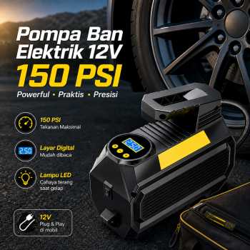 Gambar produk HSC Pompa Ban Elektrik Portable Air Compressor DC 12V 150 PSI - 8001