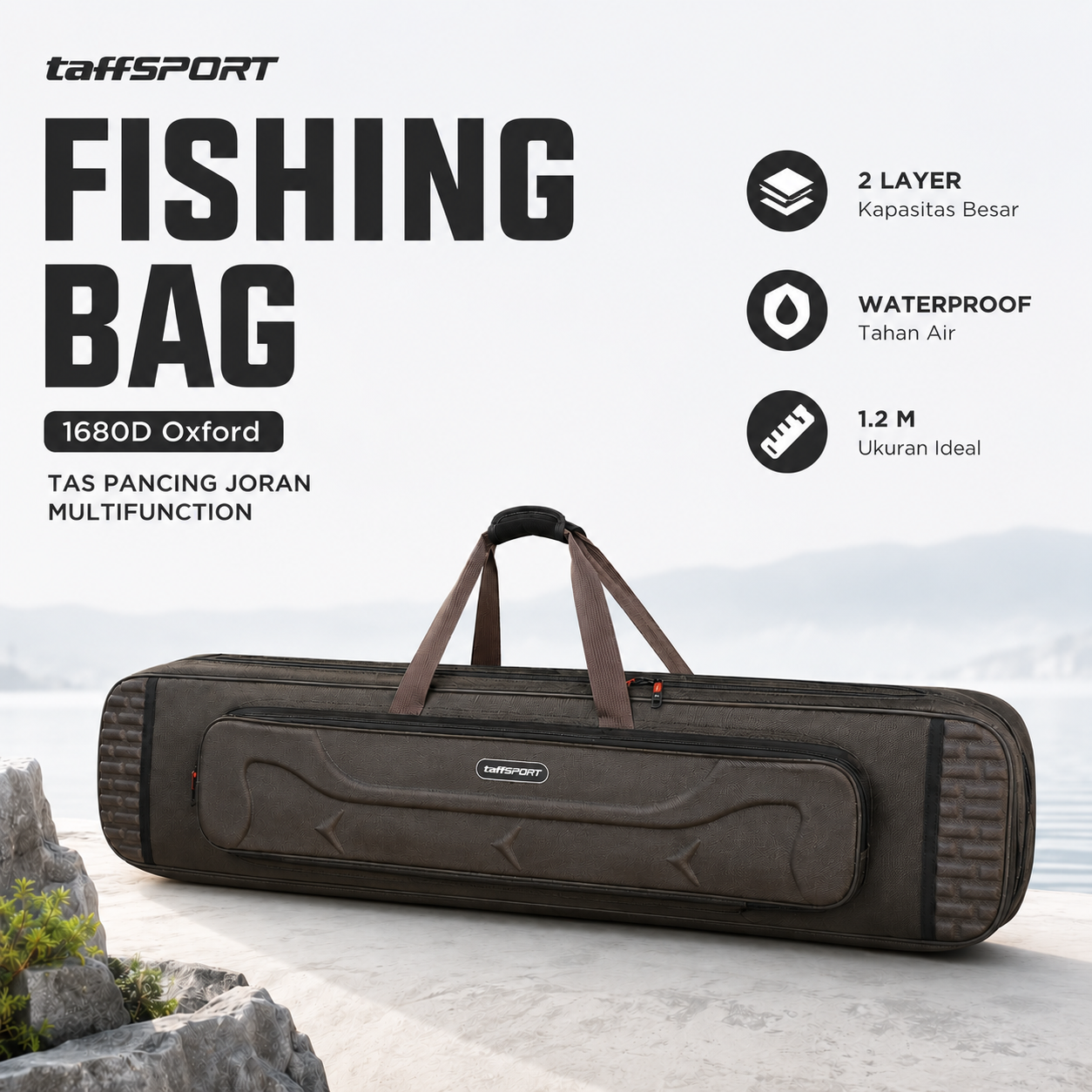 Gambar produk TaffSPORT Tas Pancing Joran Multifunction Fishing Bag 1680D Oxford 1.2M - D200 - Utama