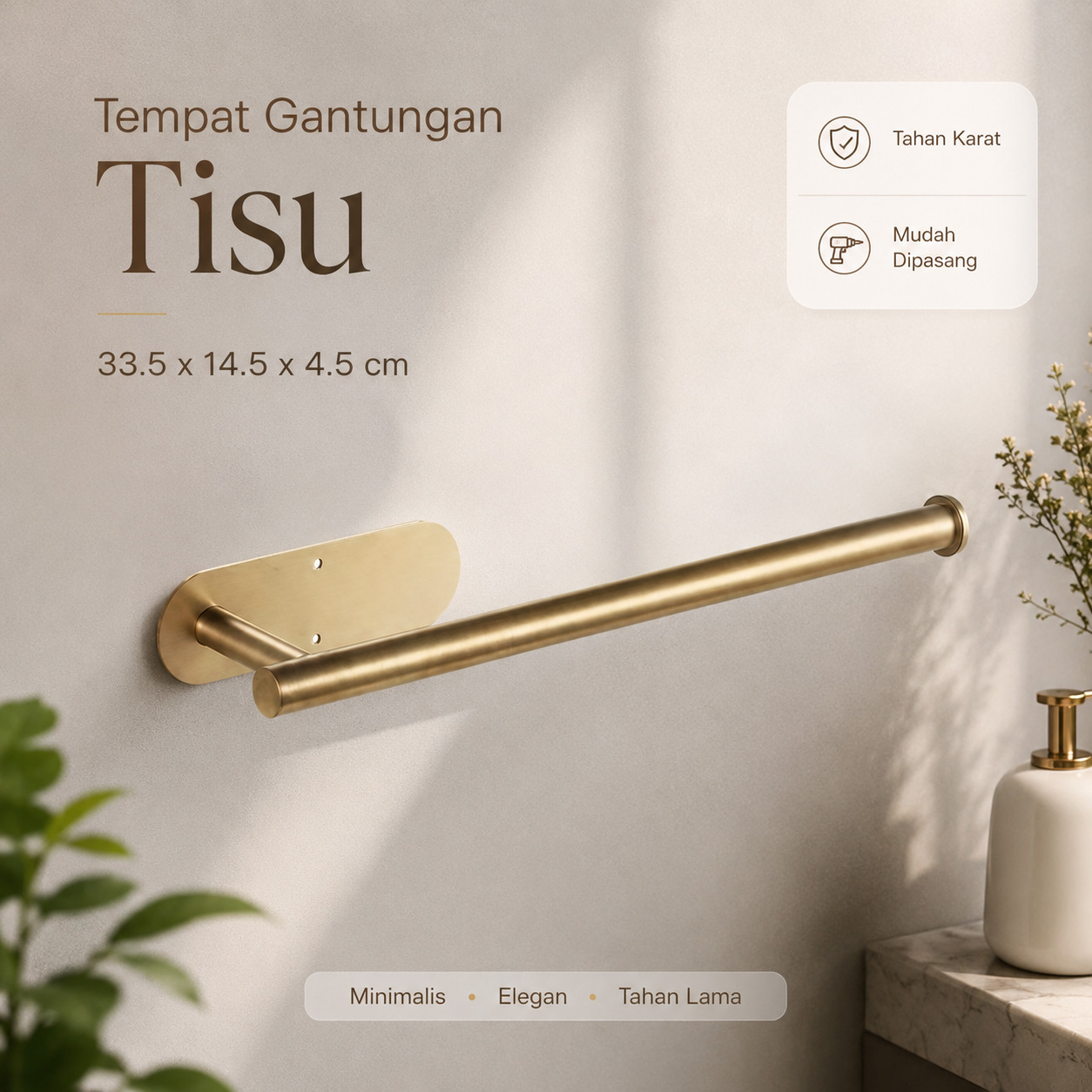 SUNHK Tempat Gantungan Tisu Panjang Long Paper Towel Tissue Holder 33.5x14.5x4.5cm - HJ40 Gambar produk SUNHK Tempat Gantungan Tisu Panjang Long Paper Towel Tissue Holder 33.5x14.5x4.5cm - HJ40 - Utama
